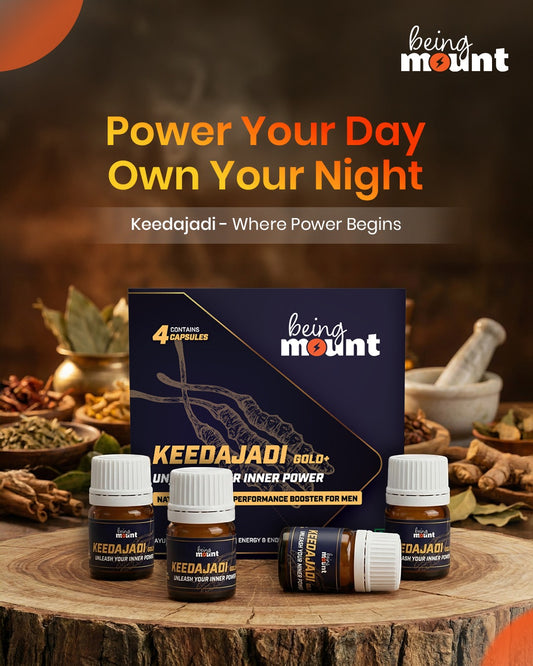 BeingMount Keedajadi Gold+ Capsules for Men | Ayurvedic Vitality & Performance Support (4 cap.)