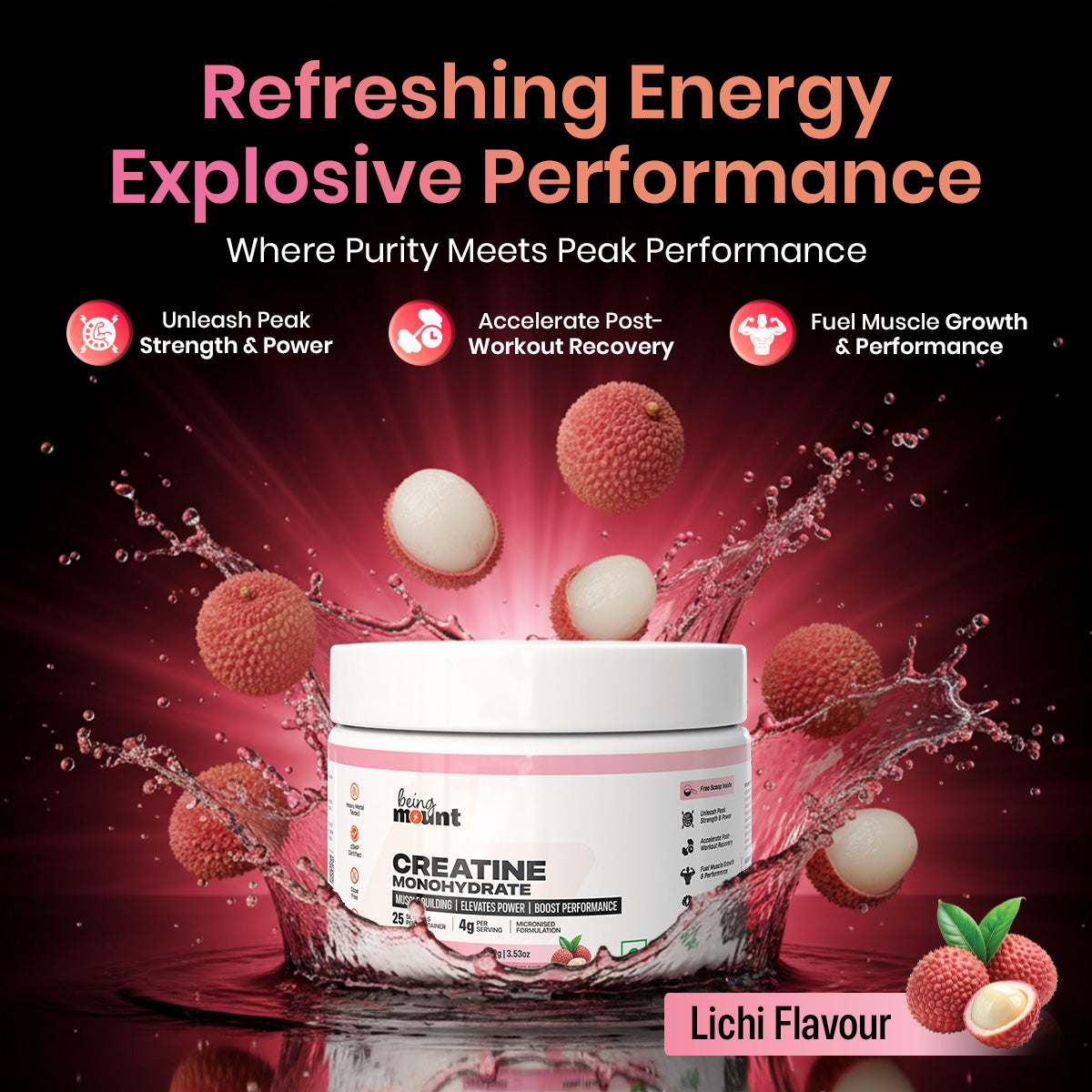 BeingMount Creatine Litchi Flavour