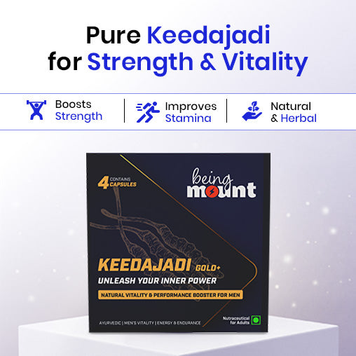 BeingMount Keedajadi Gold+ Capsules for Men | Ayurvedic Vitality & Performance Support (4 cap.)