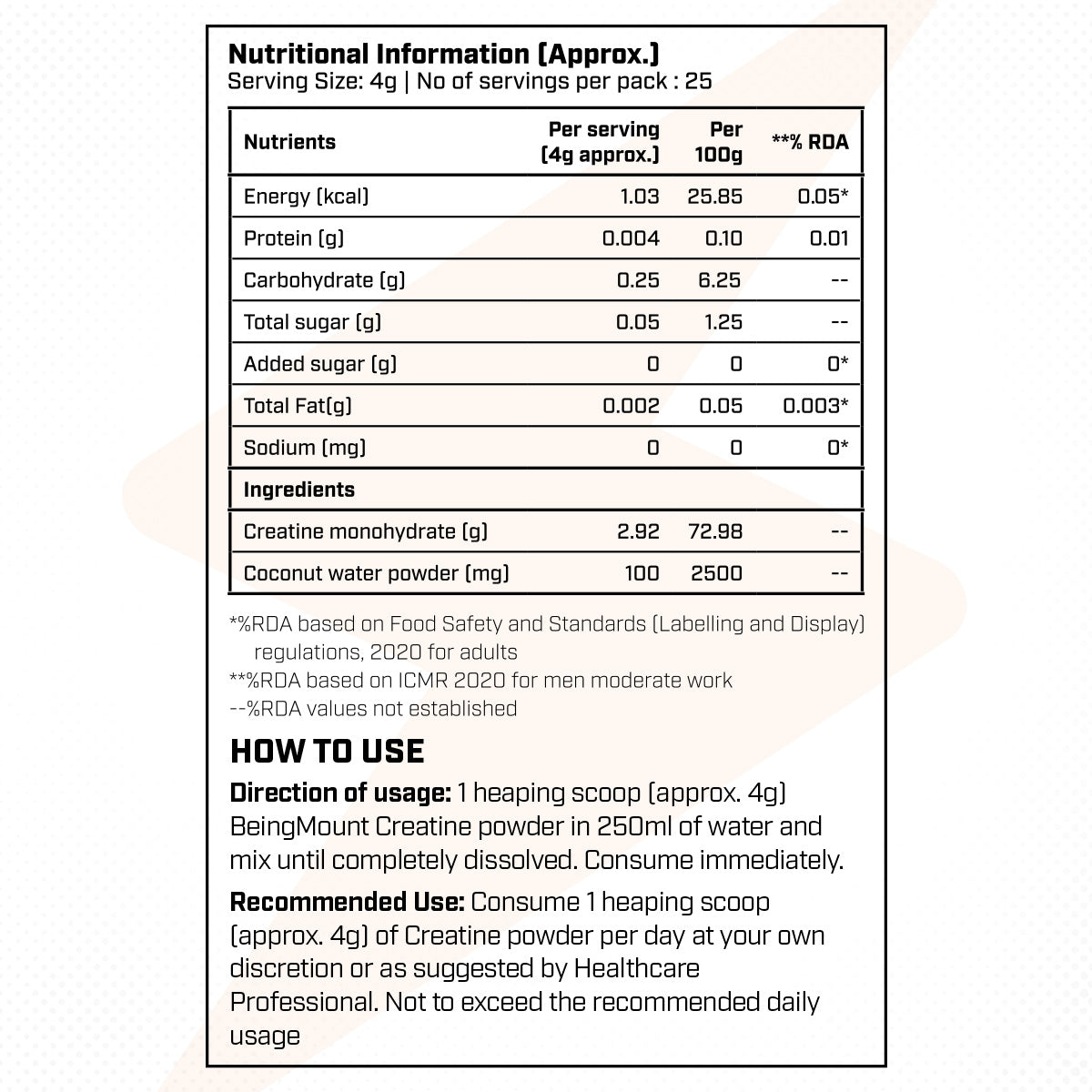BeingMount Creatine Lemon Flavour