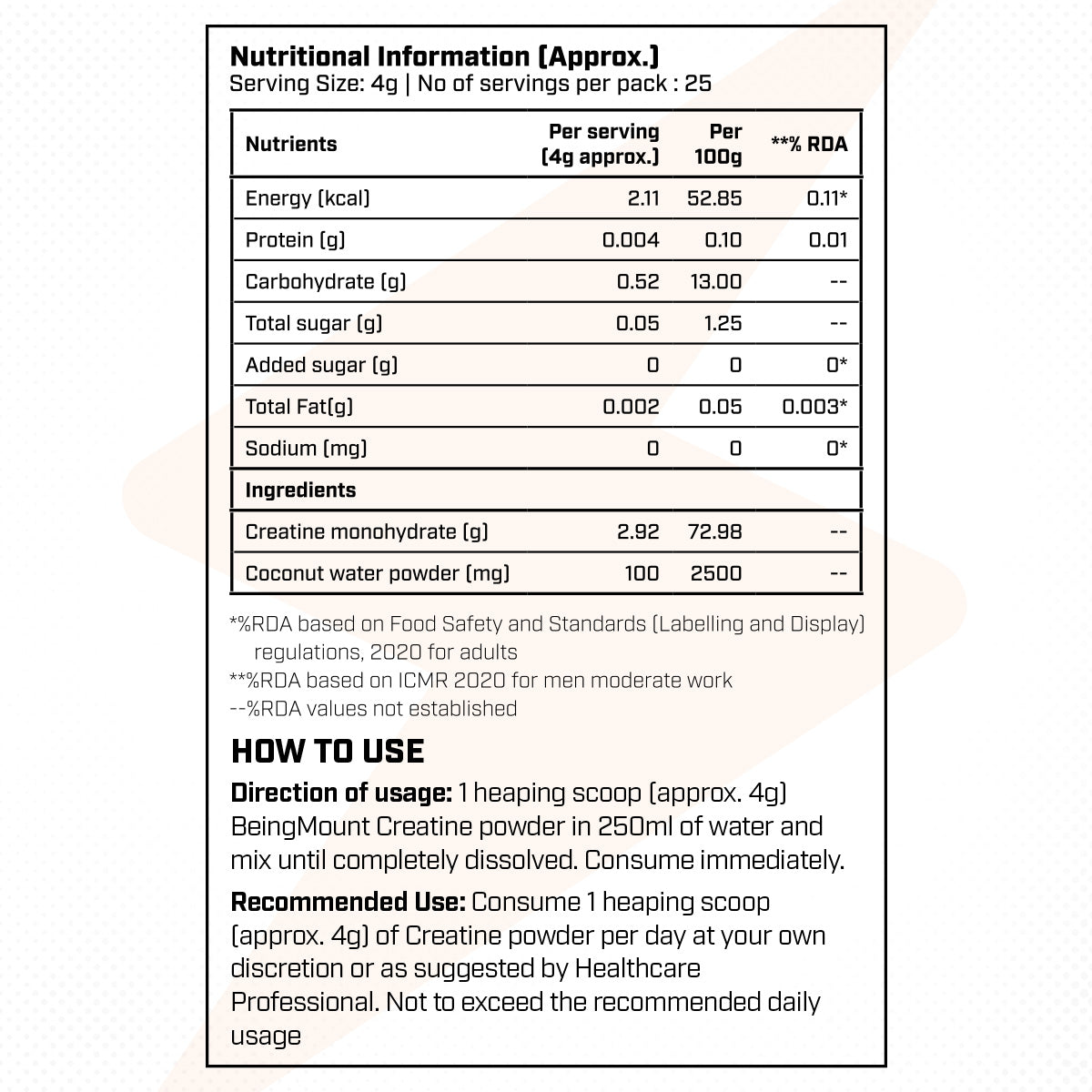 BeingMount Creatine Litchi Flavour