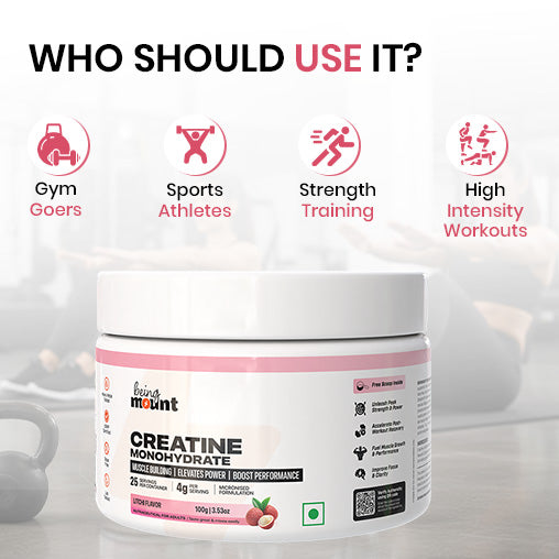 BeingMount Micronized Creatine Monohydrate – 100 g | 25 Servings for Strength & Power