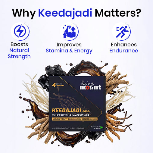 BeingMount Keedajadi Gold+ Capsules for Men | Ayurvedic Vitality & Performance Support (4 cap.)